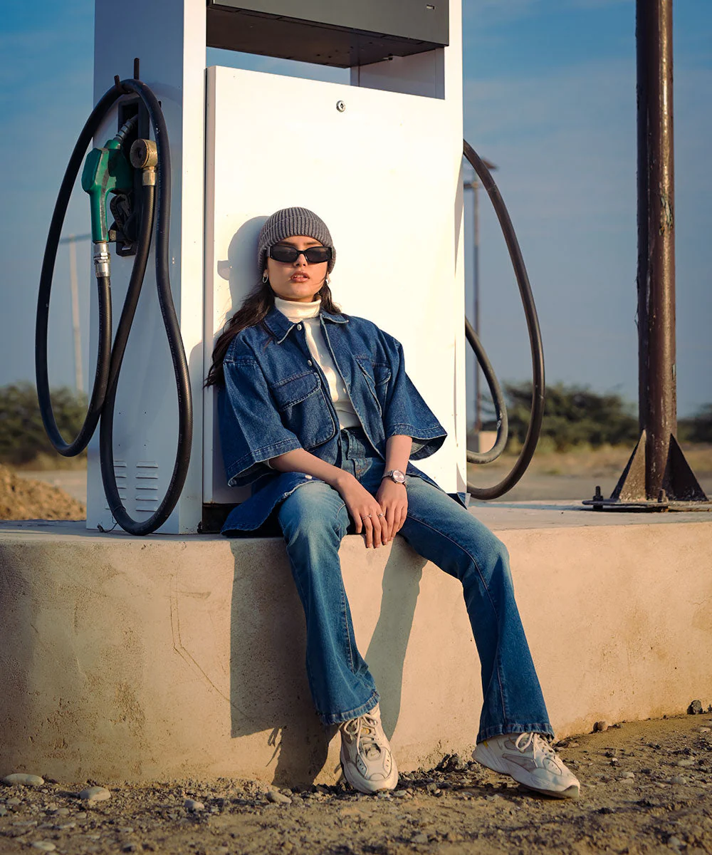 Oversized Dark Blue Denim Boxy Shirt Unisex | El Denim Vol. 1: Highway | Weave Wardrobe - Image 12