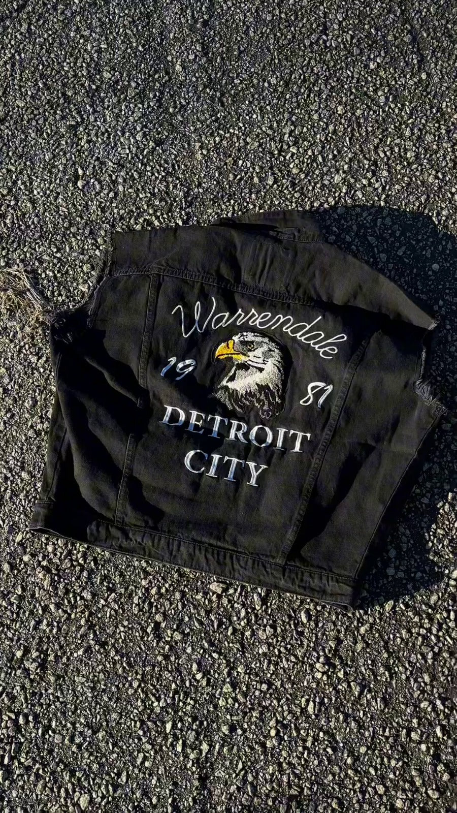 Detroit City Eagle Black Denim Vest Unisex | El Denim Vol. 1: Highway | Weave Wardrobe - Image 7