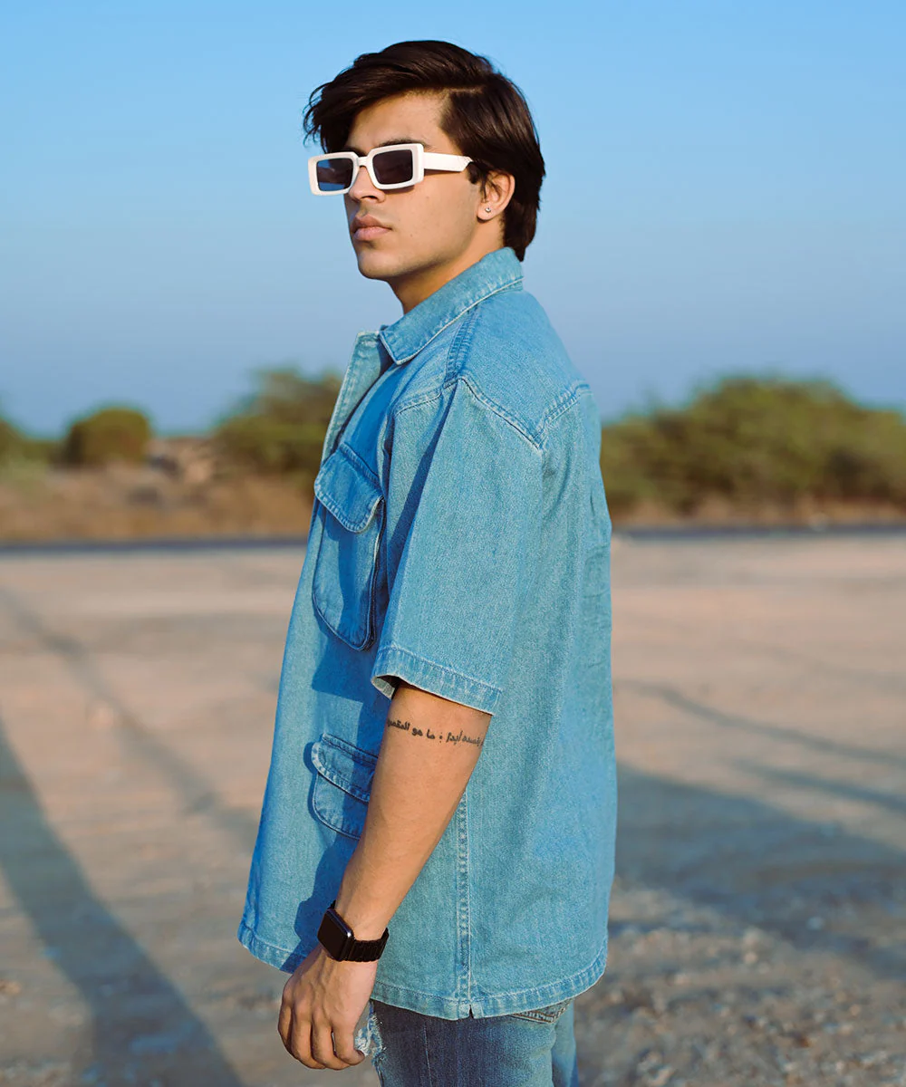 Oversized Light Blue Denim Boxy Shirt Unisex | El Denim Vol. 1: Highway | Weave Wardrobe - Image 6