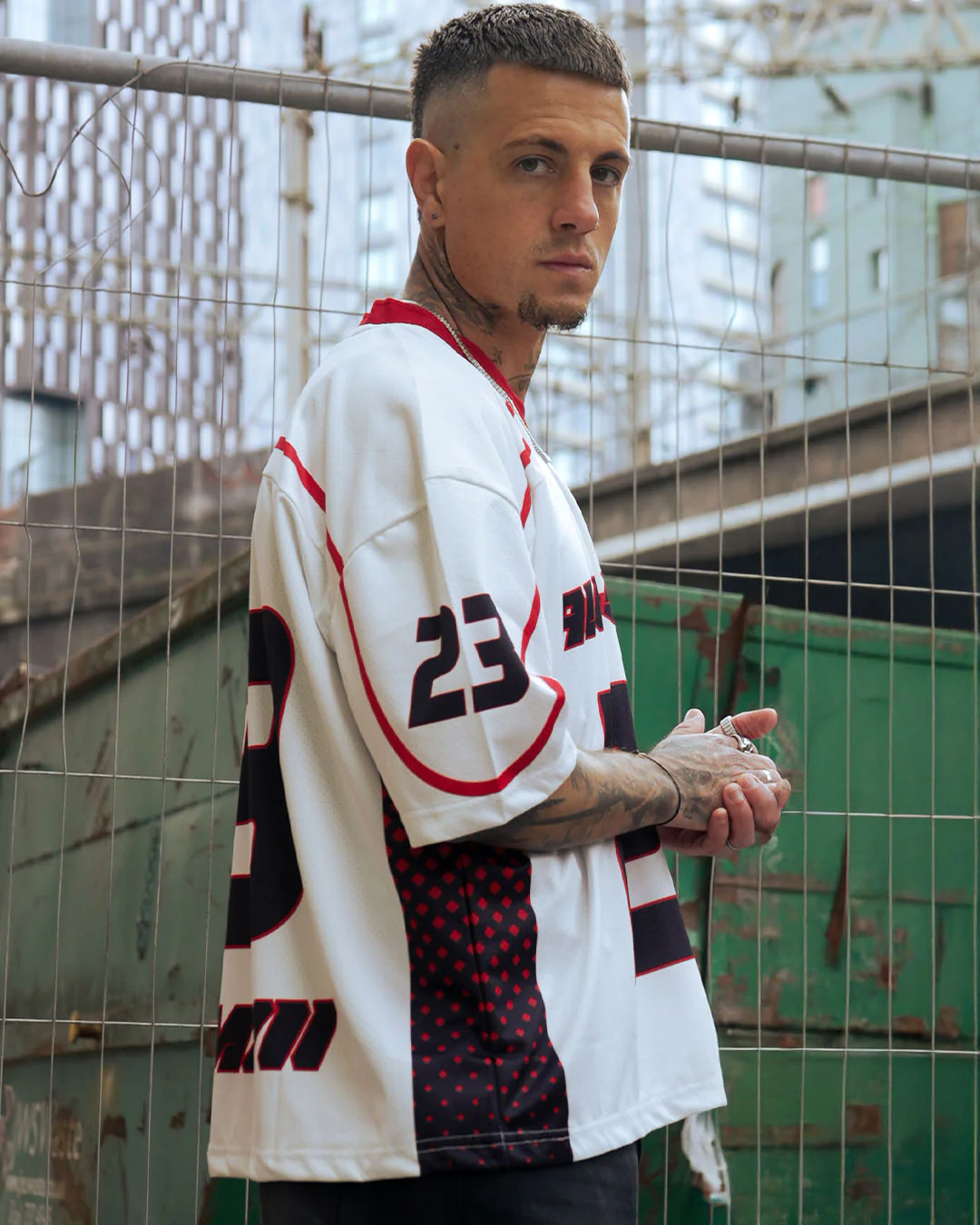 Starborn: Oversized Red & White All-Star Streetwear Jersey - Image 4