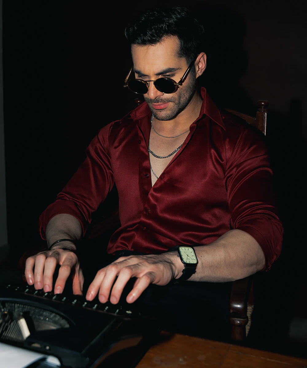 Wine Royal Satin Shirt | Limited Drop - Image 3